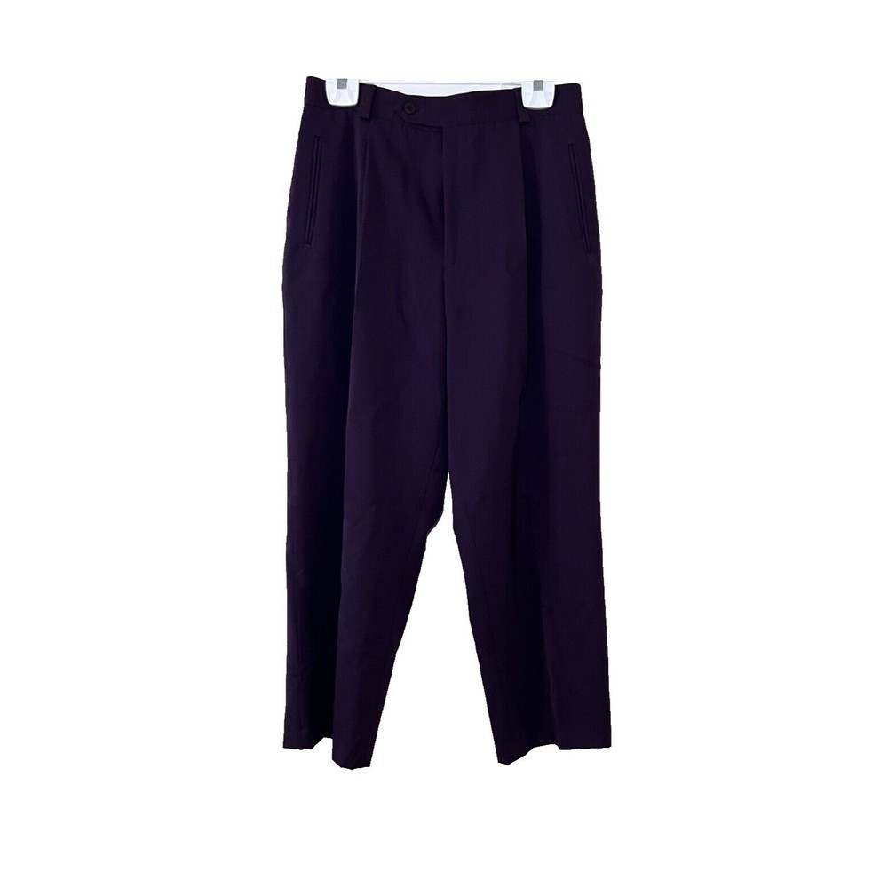Vintage Saks Fifth Avenue Folio Pants Wool Purple Lined Zip Hook & Eye USA